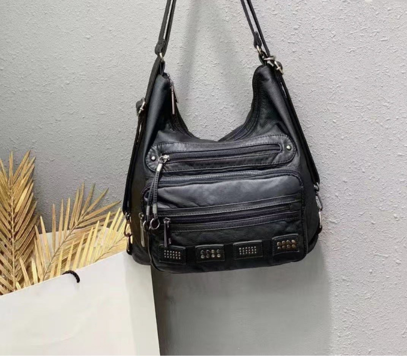 Винтидж мотоциклетна tote торба с голям капацитет, PU материал, лято 2024 лансиране, ципно отваряне, вътрешен джоб за телефон, подходяща за свободно пътуване