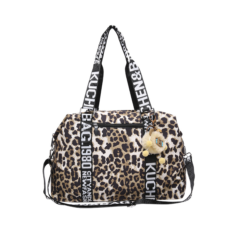 Чанта през рамо за пътуване с леопардов принт, капацитет 20–35 л, текстилна външна част, подплата от полиестер, за жени