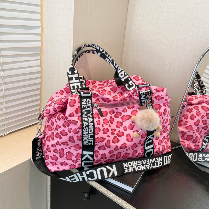 Чанта през рамо за пътуване с леопардов принт, капацитет 20–35 л, текстилна външна част, подплата от полиестер, за жени