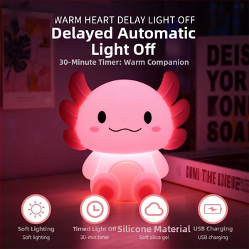 Lastele mõeldud öövalgust, kuusnurkne kujundus loomamotiividega (dinozaur ja mesilane), silikoonist abažuur, Type-C toide, joonisfilmistiilis, tööiga üle 100000 tunni