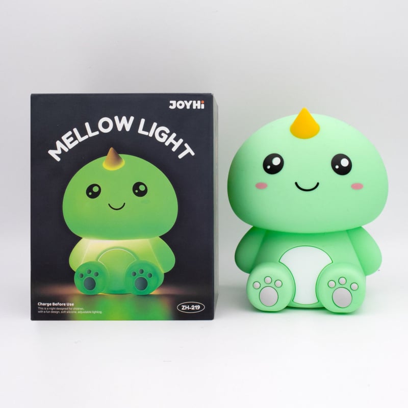 Lastele mõeldud öövalgust, kuusnurkne kujundus loomamotiividega (dinozaur ja mesilane), silikoonist abažuur, Type-C toide, joonisfilmistiilis, tööiga üle 100000 tunni