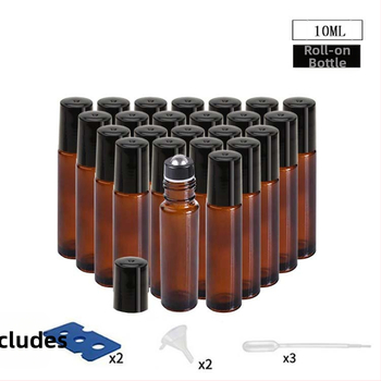 Klaasist roll-on pudel eteerilise õli jaoks, borosilikaatklaas, komplekt 24 kinkekastiga