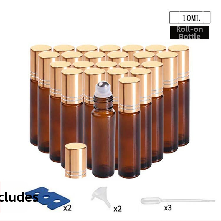 Klaasist roll-on pudel eteerilise õli jaoks, borosilikaatklaas, komplekt 24 kinkekastiga