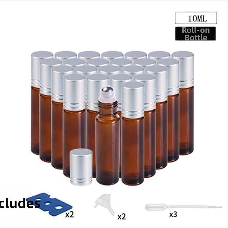 Klaasist roll-on pudel eteerilise õli jaoks, borosilikaatklaas, komplekt 24 kinkekastiga