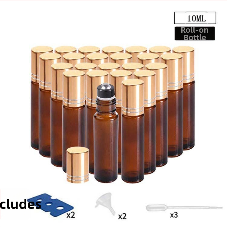 Klaasist roll-on pudel eteerilise õli jaoks, borosilikaatklaas, komplekt 24 kinkekastiga