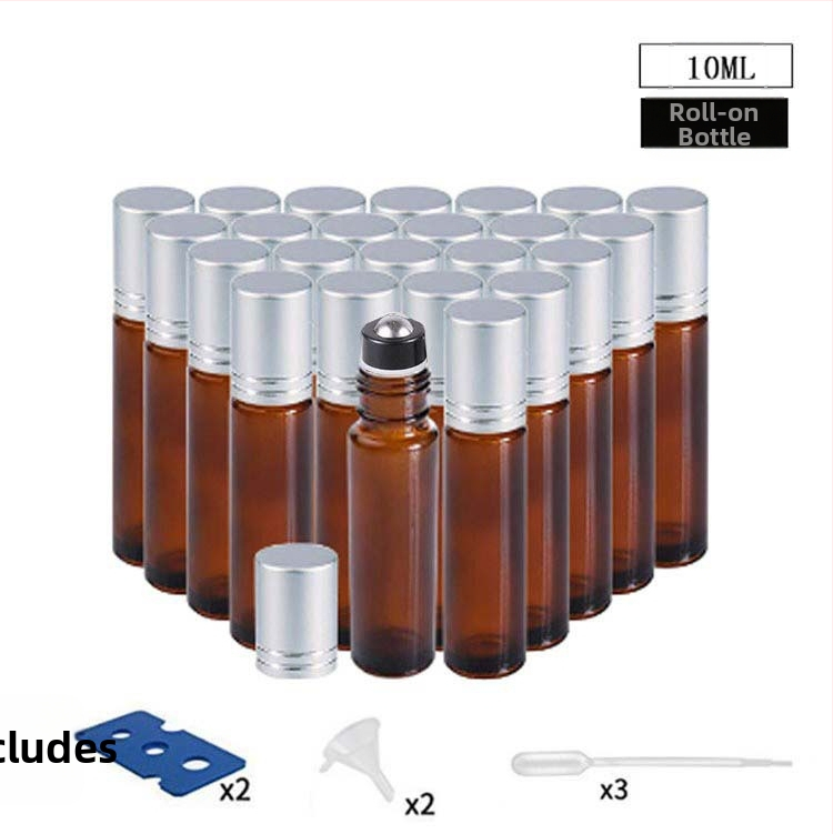 Klaasist roll-on pudel eteerilise õli jaoks, borosilikaatklaas, komplekt 24 kinkekastiga