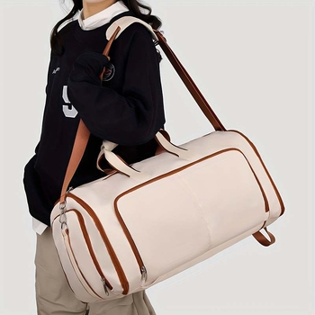 Чанта за пътуване с капак, найлон, овална форма, цип за отваряне, ламинирана вътрешност с ламиниран цип, двойна презрамка, подходяща за пътуване и свободно време