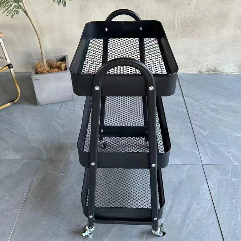 Метален стелаж за съхранение - 3-етажен, преносим, от въглеродна стомана, мултифункционален