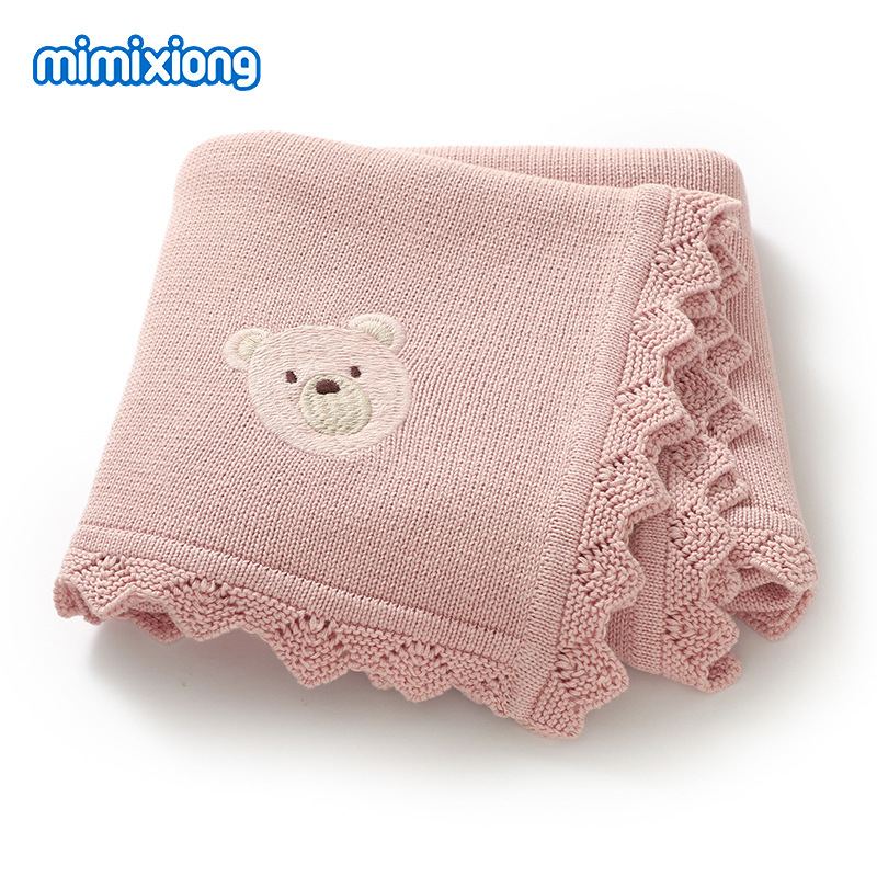 Памучно бебешко хвърлящо одеяло за количка, с рисунка на мечета, марка Mimi Bear, подходящо за пролет, лято и есен, за деца от 1 до 3 години
