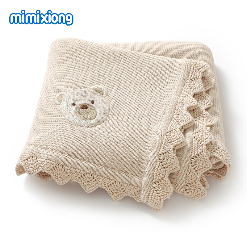 Памучно бебешко хвърлящо одеяло за количка, с рисунка на мечета, марка Mimi Bear, подходящо за пролет, лято и есен, за деца от 1 до 3 години
