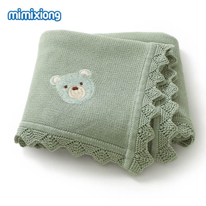 Памучно бебешко хвърлящо одеяло за количка, с рисунка на мечета, марка Mimi Bear, подходящо за пролет, лято и есен, за деца от 1 до 3 години