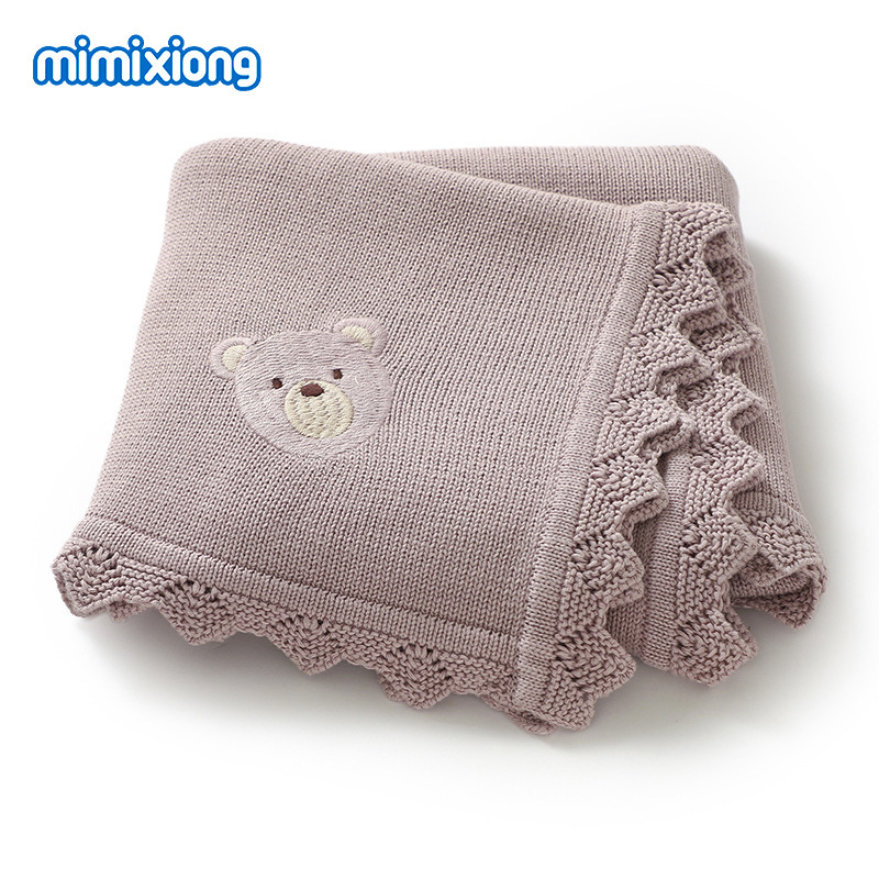 Памучно бебешко хвърлящо одеяло за количка, с рисунка на мечета, марка Mimi Bear, подходящо за пролет, лято и есен, за деца от 1 до 3 години