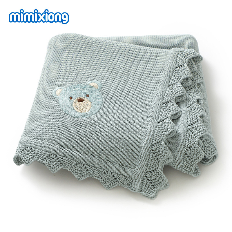 Памучно бебешко хвърлящо одеяло за количка, с рисунка на мечета, марка Mimi Bear, подходящо за пролет, лято и есен, за деца от 1 до 3 години