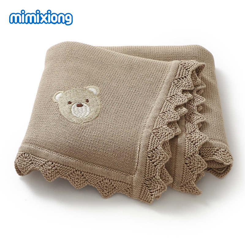 Памучно бебешко хвърлящо одеяло за количка, с рисунка на мечета, марка Mimi Bear, подходящо за пролет, лято и есен, за деца от 1 до 3 години