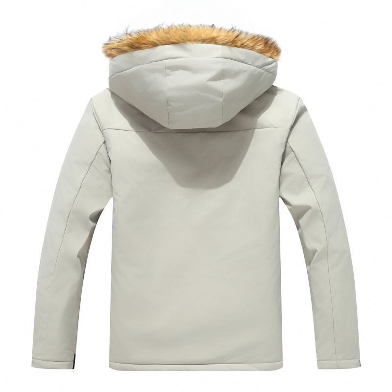 Мъжко зимно яке с поларена подплата, ветроустойчиво и водоустойчиво, еднобортно закопчаване, пълнеж от полиестерни влакна, джобове с патчове
