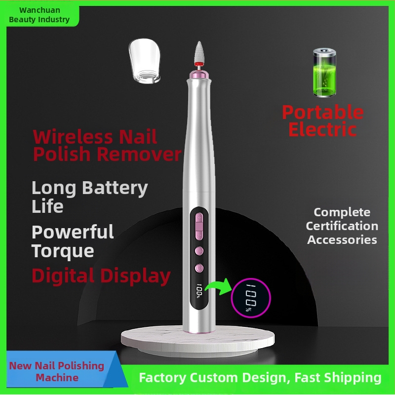 Juhtmevaba elektriline küünepoleerija, kaasaskantav maniküüri puur, digitaalse ekraaniga, täielik komplekt koduseks kasutamiseks