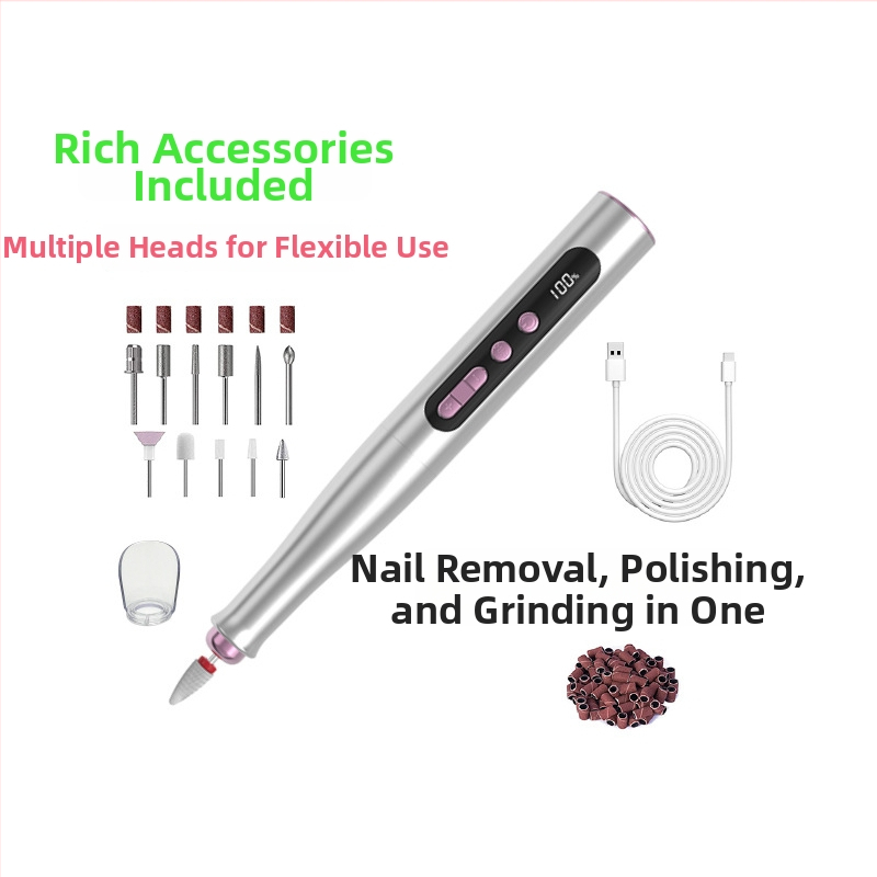 Juhtmevaba elektriline küünepoleerija, kaasaskantav maniküüri puur, digitaalse ekraaniga, täielik komplekt koduseks kasutamiseks