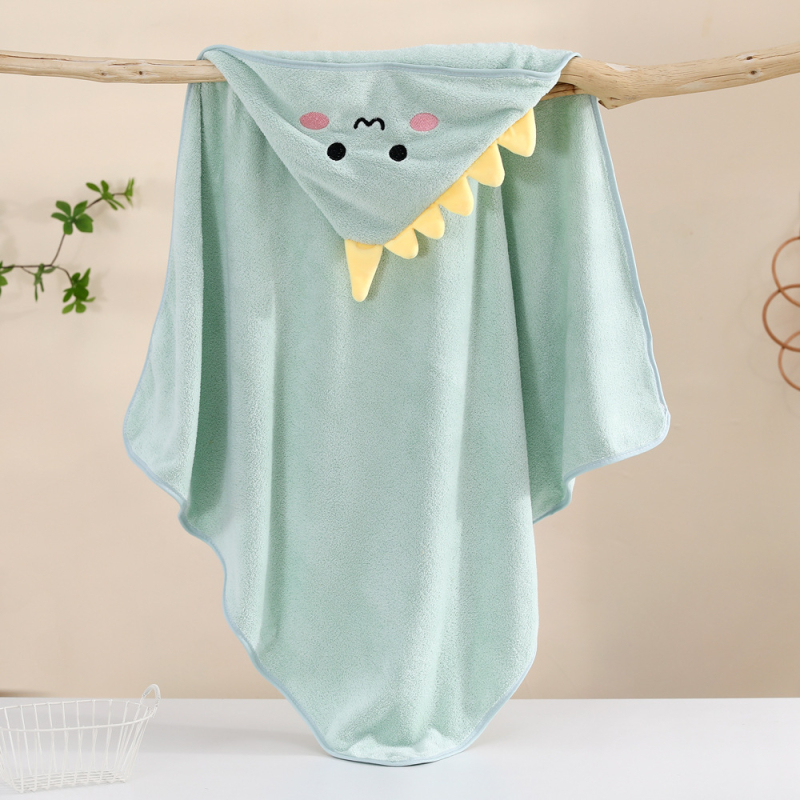 Одеяло с корално кадифе, качулка, бродирани анимационни животни, меко и абсорбиращо за бебета и деца 1–3 години