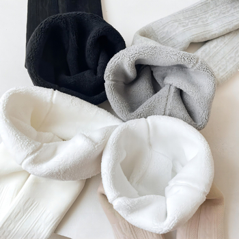 Детски клинове с подплата от флис, висока талия, корейски стил, до глезена, зимни, 75% памук