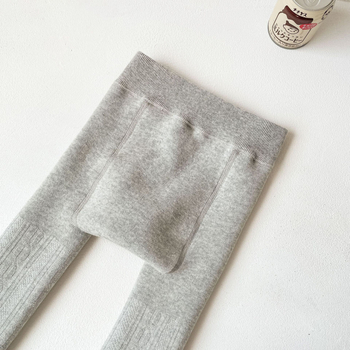 Детски клинове с подплата от флис, висока талия, корейски стил, до глезена, зимни, 75% памук