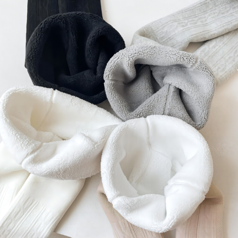 Детски клинове с подплата от флис, висока талия, корейски стил, до глезена, зимни, 75% памук