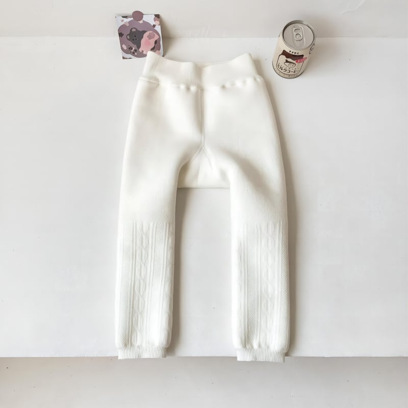 Детски клинове с подплата от флис, висока талия, корейски стил, до глезена, зимни, 75% памук