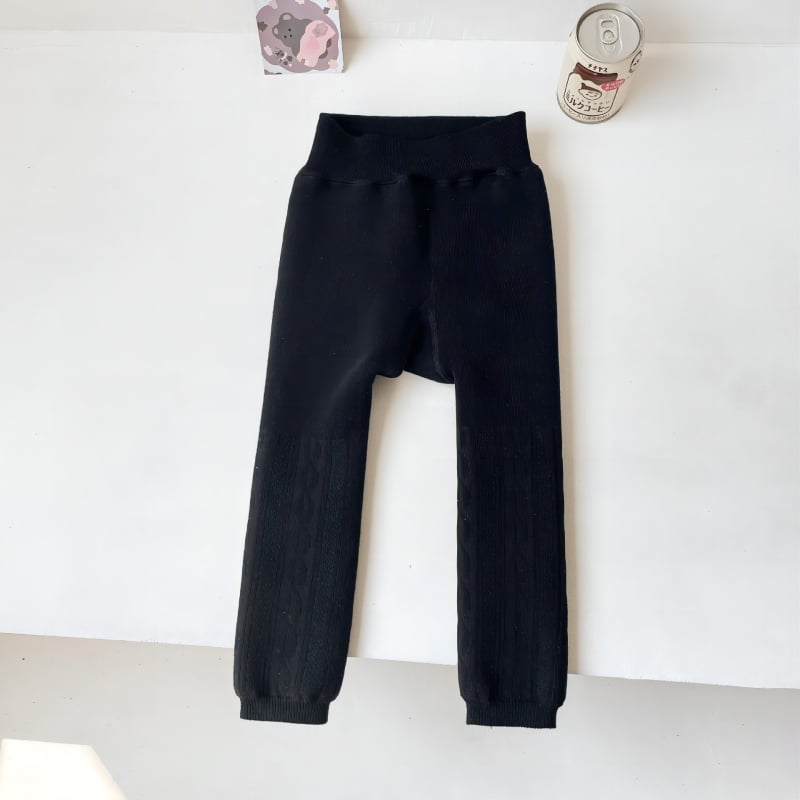 Детски клинове с подплата от флис, висока талия, корейски стил, до глезена, зимни, 75% памук