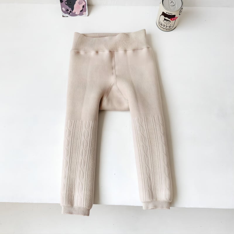 Детски клинове с подплата от флис, висока талия, корейски стил, до глезена, зимни, 75% памук