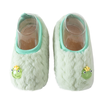 Детски чорапи за под с мека подметка за вътрешна употреба, карикатурен дизайн, полиестер, къс маншет, дебели, зима