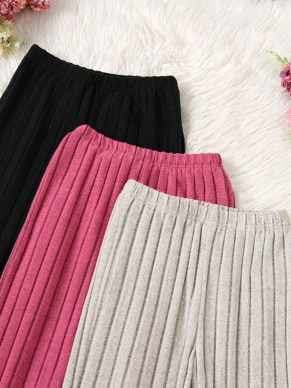 Момичешки ежедневни прави панталони с висока талия, полиестер, едноцветен модел, за пролетта и есента