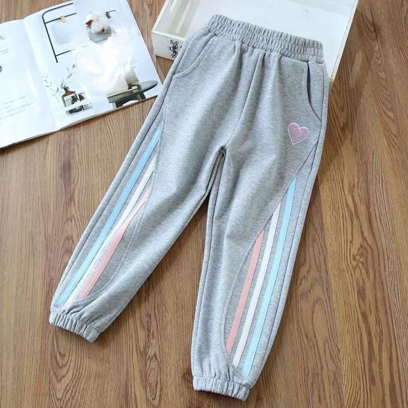 Момичешки спортни панталони с поларено вътрешно лице, памук-полиестер смес 31–50%, средна талия, копче и цип, пролет 2025