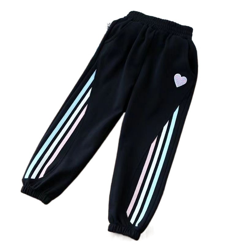 Момичешки спортни панталони с поларено вътрешно лице, памук-полиестер смес 31–50%, средна талия, копче и цип, пролет 2025