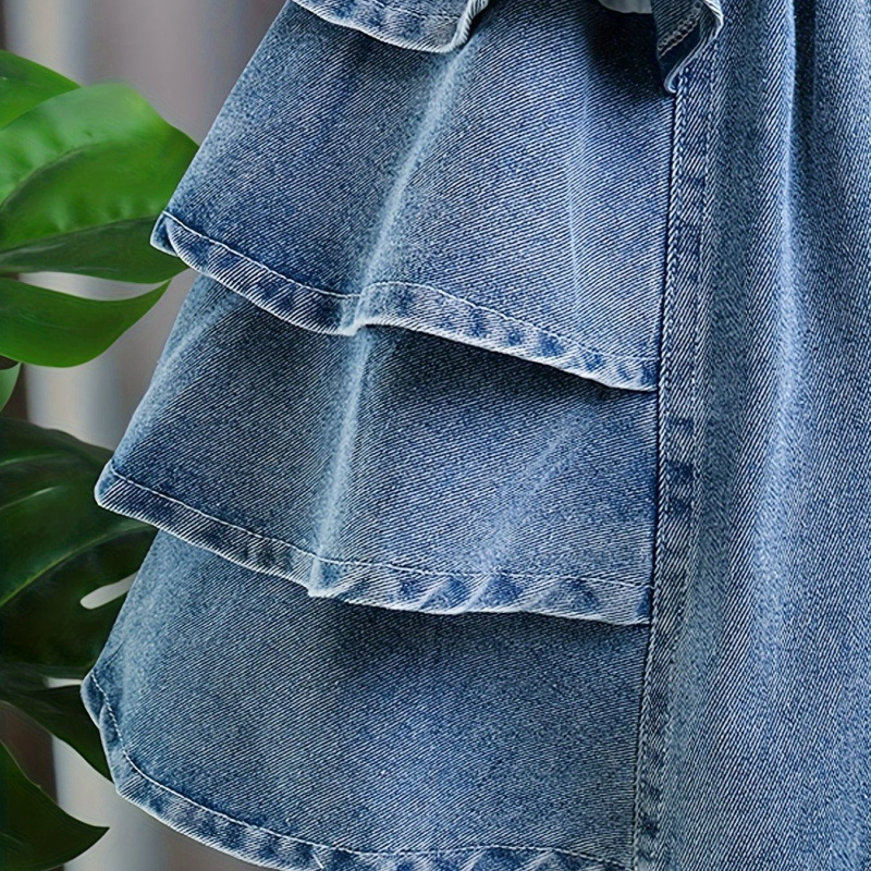 Детски дънкови къси панталони в корейски стил, средна талия, 50% памук, за деца на възраст 1–3 години (80–100 см), пролет 2025