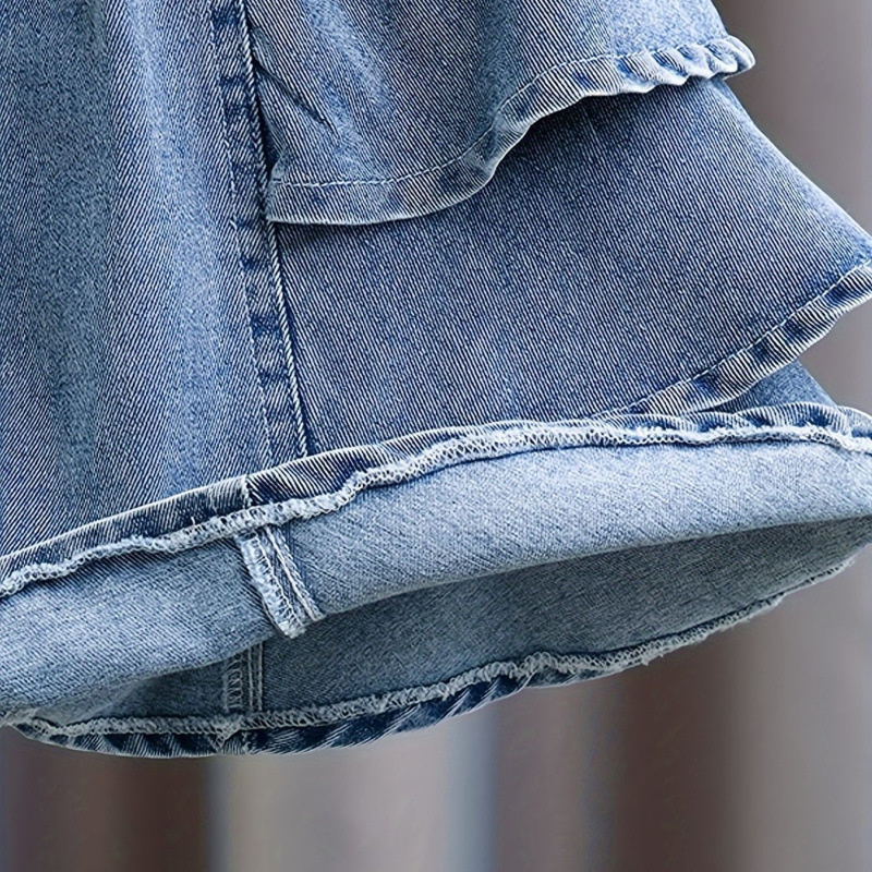 Детски дънкови къси панталони в корейски стил, средна талия, 50% памук, за деца на възраст 1–3 години (80–100 см), пролет 2025