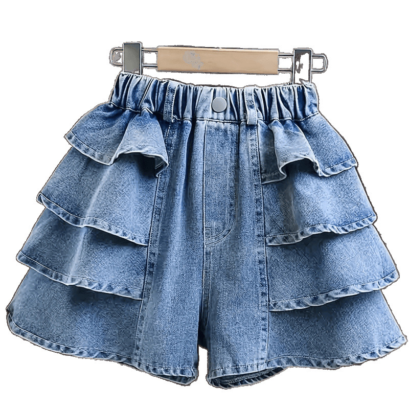 Детски дънкови къси панталони в корейски стил, средна талия, 50% памук, за деца на възраст 1–3 години (80–100 см), пролет 2025