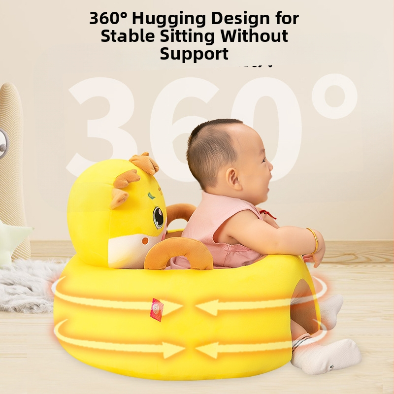 Rk yunyi Laste plüüsist õppimiseks istuma — madal raskuskeskus, kukkumise vastane seljatugi, draakon kujundus lühikeses pehmes plüüsis, sobib 0–3-aastastele