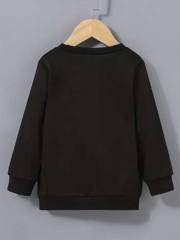 Детски пуловер-суитчър с дълги ръкави, принт с букви и планети, тънък трикотаж, 100% полиестер, унисекс, пролет-есен