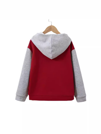 Детско яке за момчета с качулка, едноцветно, дълги ръкави, със стояща яка, 100% полиестер