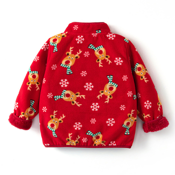 Детско поларено зимно яке 420 g, стояща яка, цип отпред, принт елен, подплата 100% полиестер