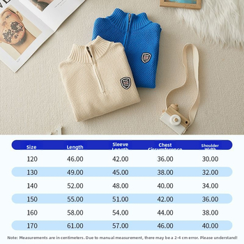 Laste kootud džemper poollukuga, talveks paks, stāvošu apkakli, pikad varrukad