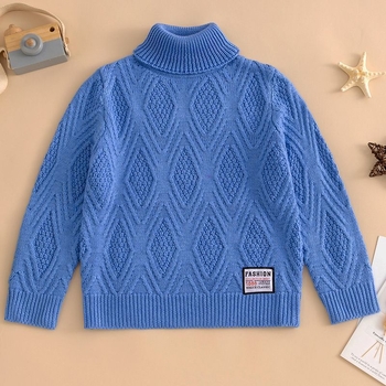 Момичешки зимен плетен пуловер с висока яка, подплата от флис, дълги ръкави, плетено от зайча козина