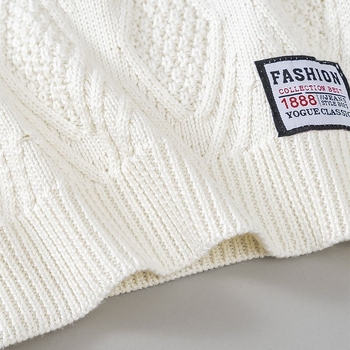 Момичешки зимен плетен пуловер с висока яка, подплата от флис, дълги ръкави, плетено от зайча козина