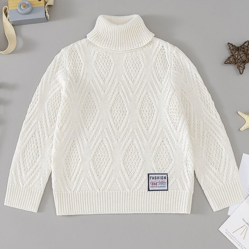 Κοριτσίστικος χειμερινός πλεκτός πουλόβερ με ψηλό γιακά, επένδυση φλίς, μακριά μανίκια, πλεκτό από γούνα κουνελιού