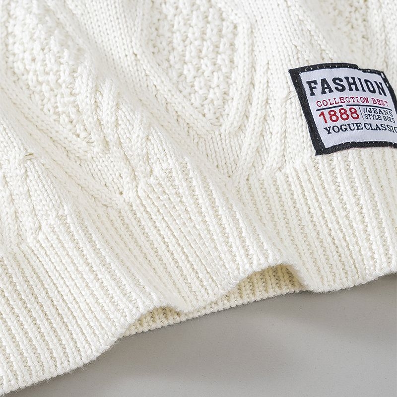 Κοριτσίστικος χειμερινός πλεκτός πουλόβερ με ψηλό γιακά, επένδυση φλίς, μακριά μανίκια, πλεκτό από γούνα κουνελιού