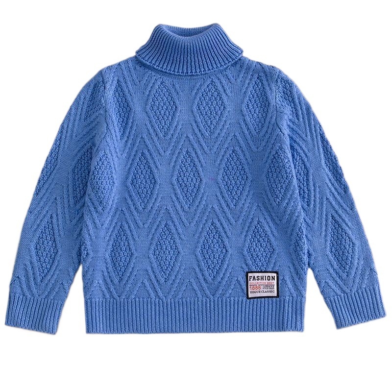 Κοριτσίστικος χειμερινός πλεκτός πουλόβερ με ψηλό γιακά, επένδυση φλίς, μακριά μανίκια, πλεκτό από γούνα κουνελιού