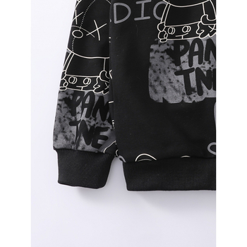 Детски комплект с качулка и принт, свободна кройка, Lyocell, есенно-зимна колекция 2025 (за деца над 8 г)