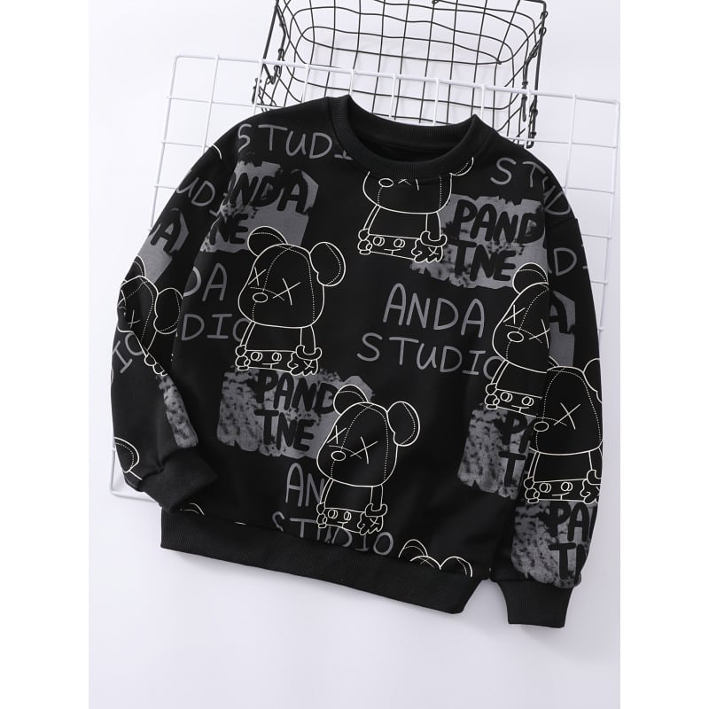 Детски комплект с качулка и принт, свободна кройка, Lyocell, есенно-зимна колекция 2025 (за деца над 8 г)