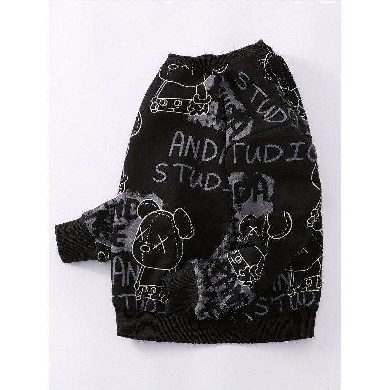 Детски комплект с качулка и принт, свободна кройка, Lyocell, есенно-зимна колекция 2025 (за деца над 8 г)