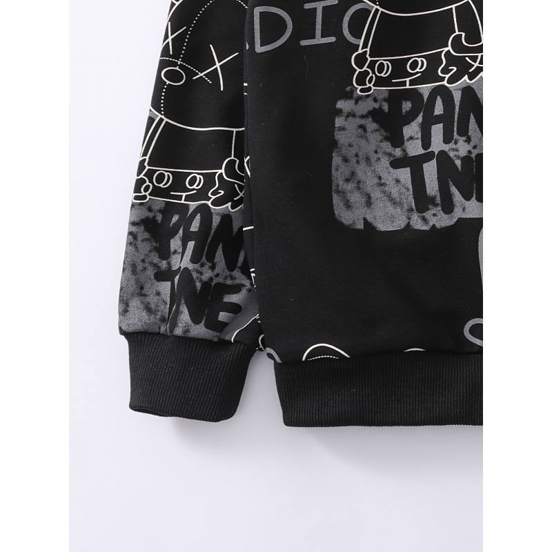 Детски комплект с качулка и принт, свободна кройка, Lyocell, есенно-зимна колекция 2025 (за деца над 8 г)