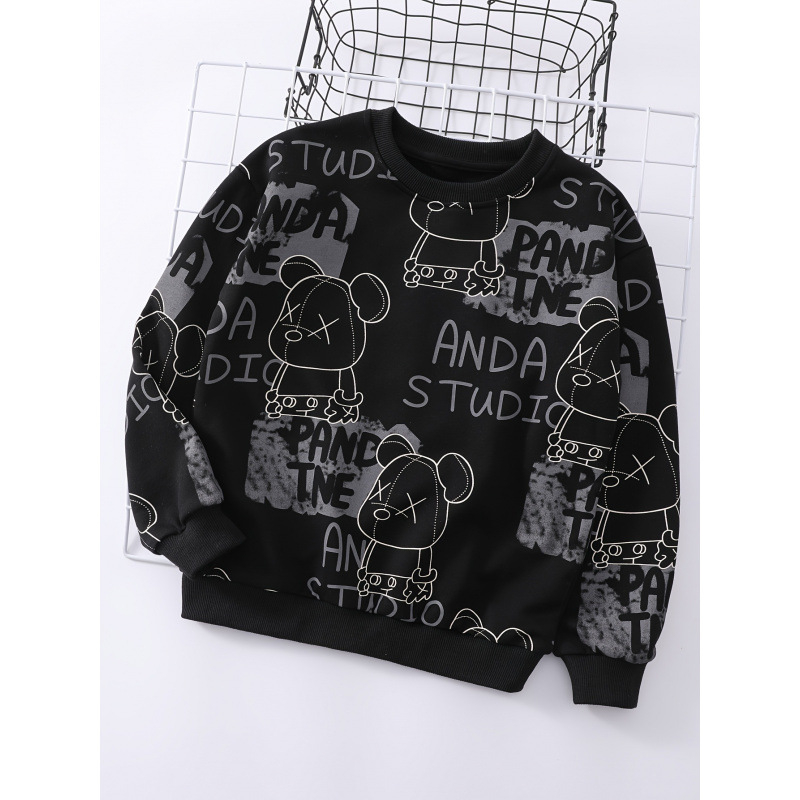 Детски комплект с качулка и принт, свободна кройка, Lyocell, есенно-зимна колекция 2025 (за деца над 8 г)